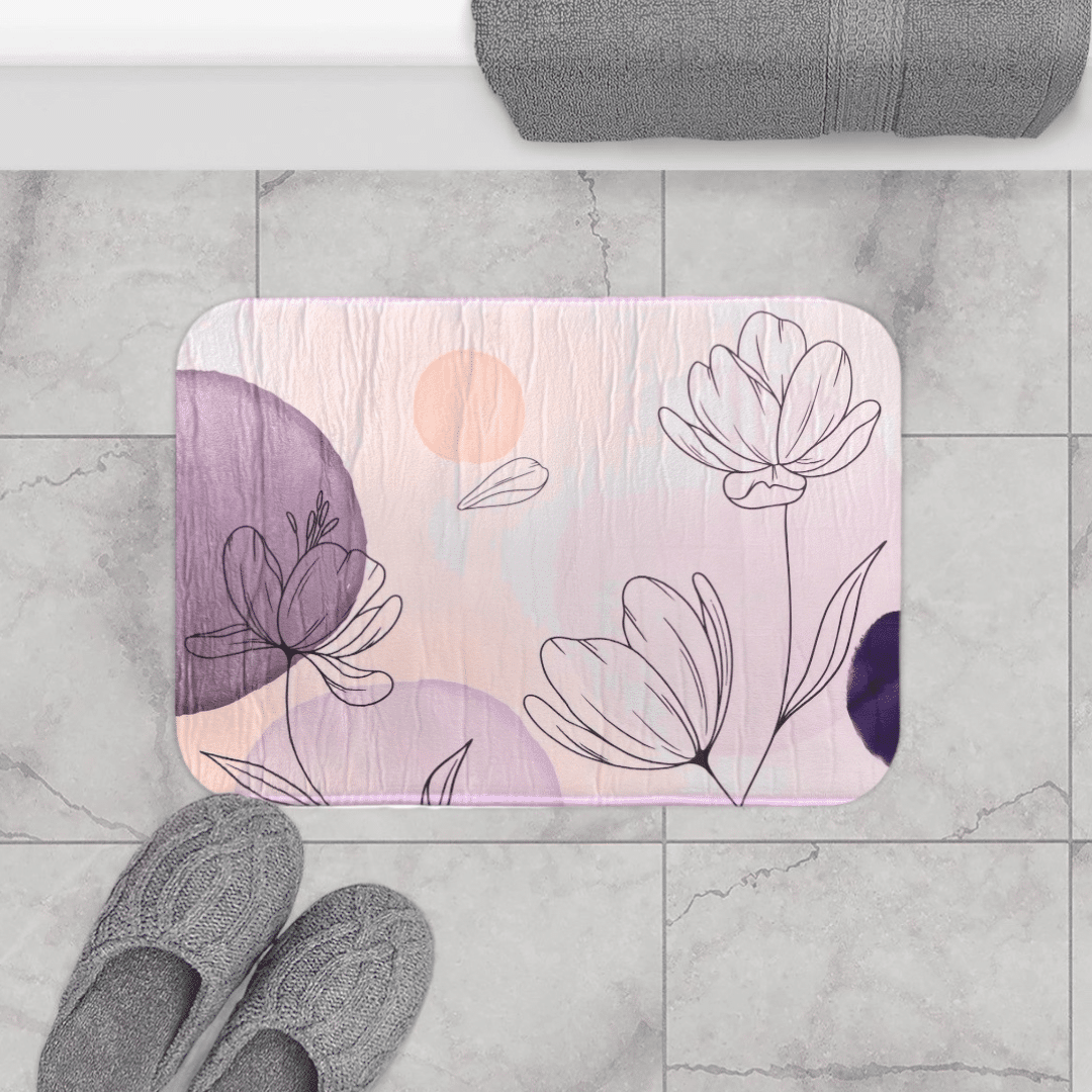 PRINTED BATHMAT FLOWER 1 PIECE