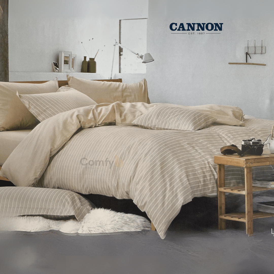 CANNON NEW STRIPE POLY COTTON 50/50 BED SETS