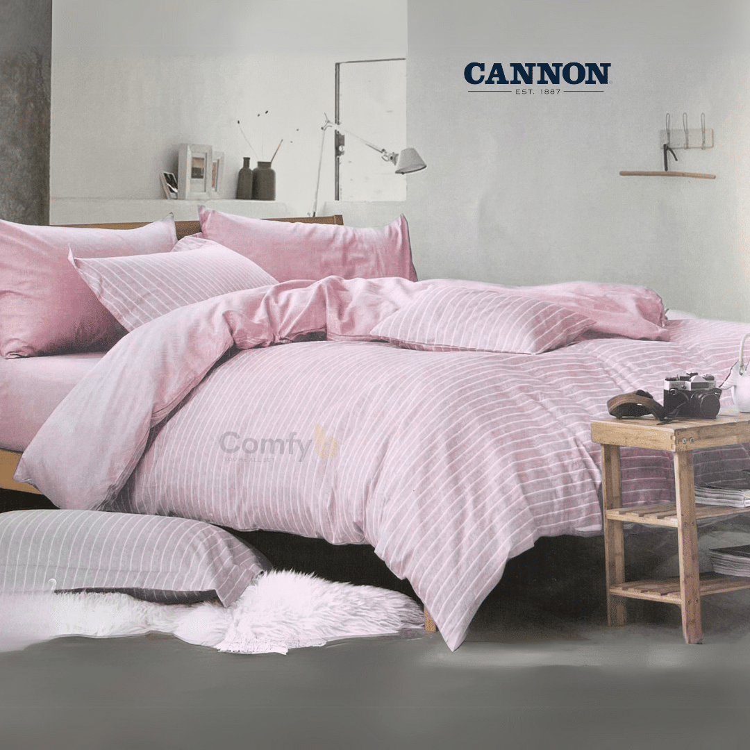 CANNON NEW STRIPE POLY COTTON 50/50 BED SETS