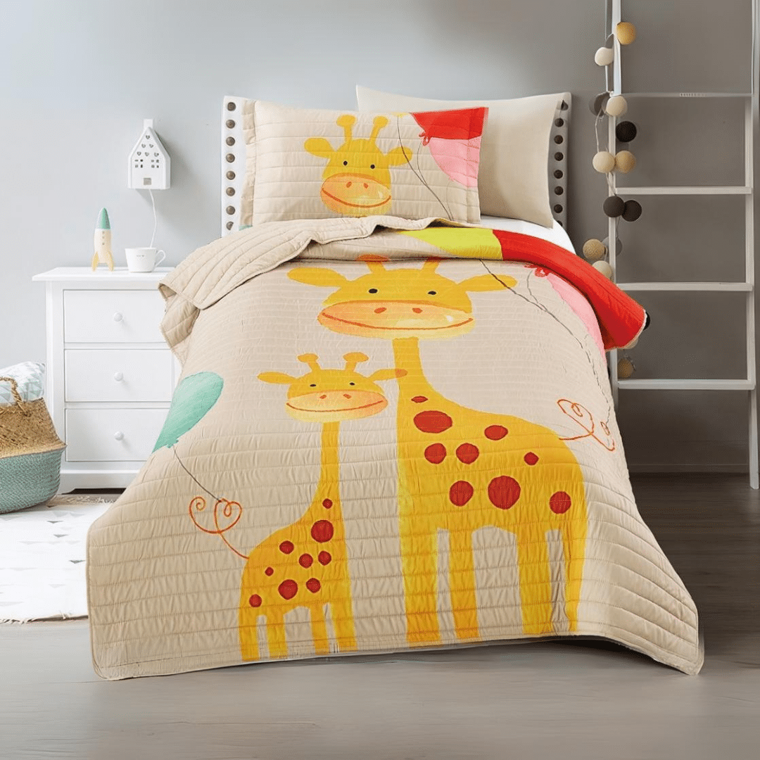 GIRAFFE PRINTED KIDS BEDSPREAD