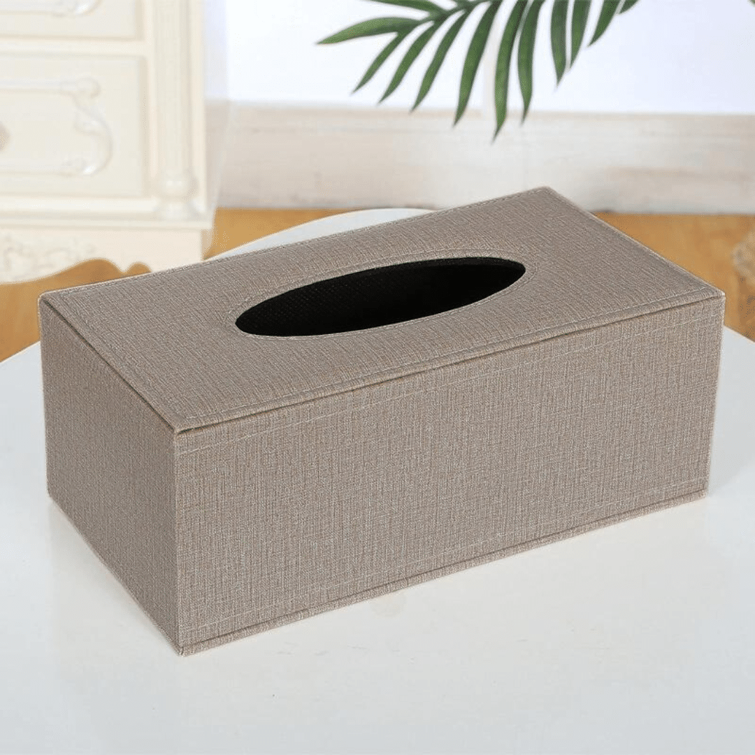 RECTANGULAR LEATHER TISSUE BOX