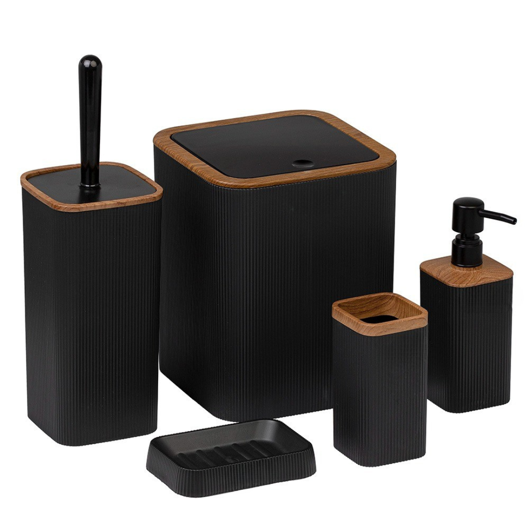 OKY MINA WOOD BATHROOM SET SQUARE 5 PIECE