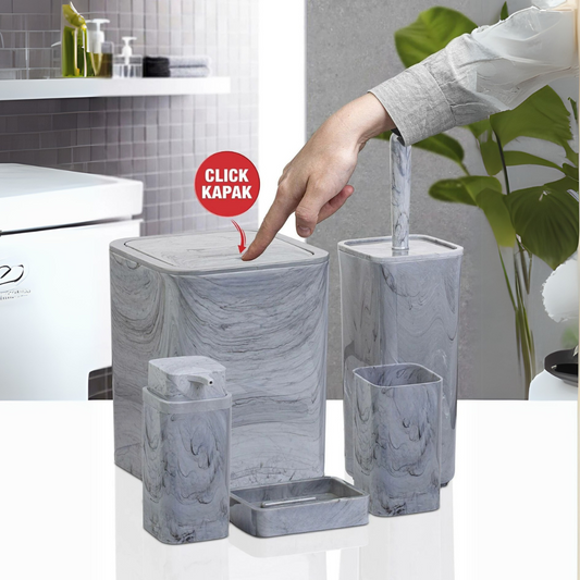 OKY MARBLE SOLID BATHROOM SET SQUARE 5 PIECE