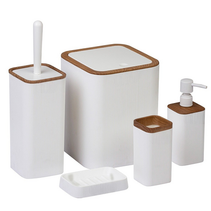 OKY MINA WOOD BATHROOM SET SQUARE 5 PIECE