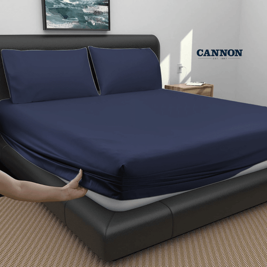 CANNON 100% COTTON FITTED SHEETS SET BLUES