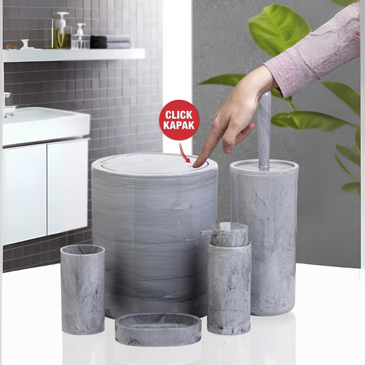 OKY MARBLE SOLID BATHROOM SET ROUND 5 PIECE