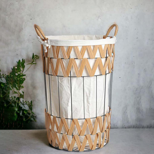 TOTA LAUNDRY BASKET OVAL WITH HANDLES BEIGE