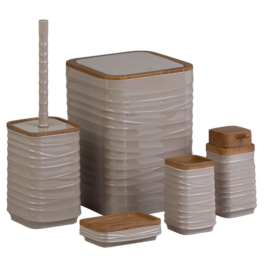 LUNA WOOD BATHROOM SET SQUARE 5 PIECE