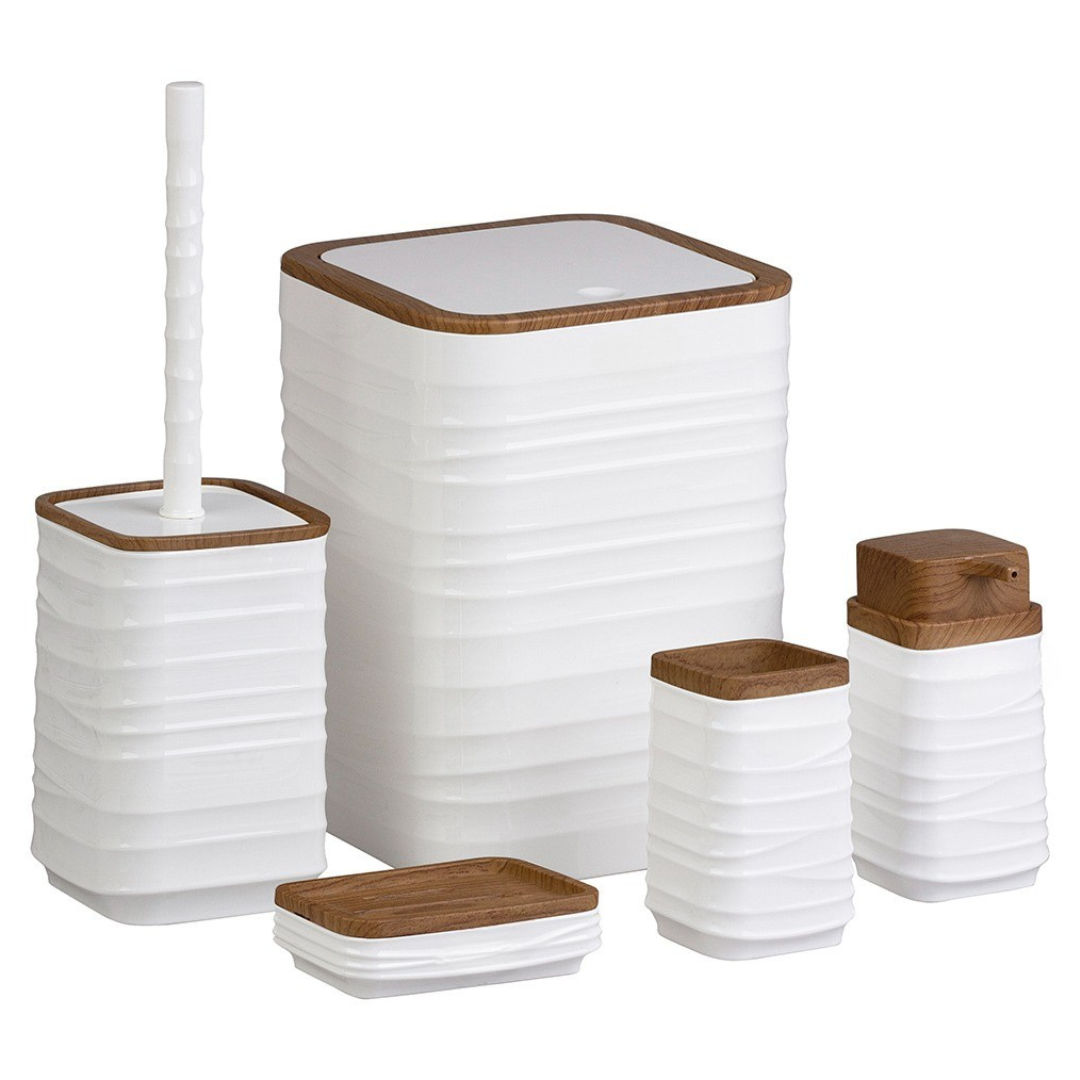 LUNA WOOD BATHROOM SET SQUARE 5 PIECE