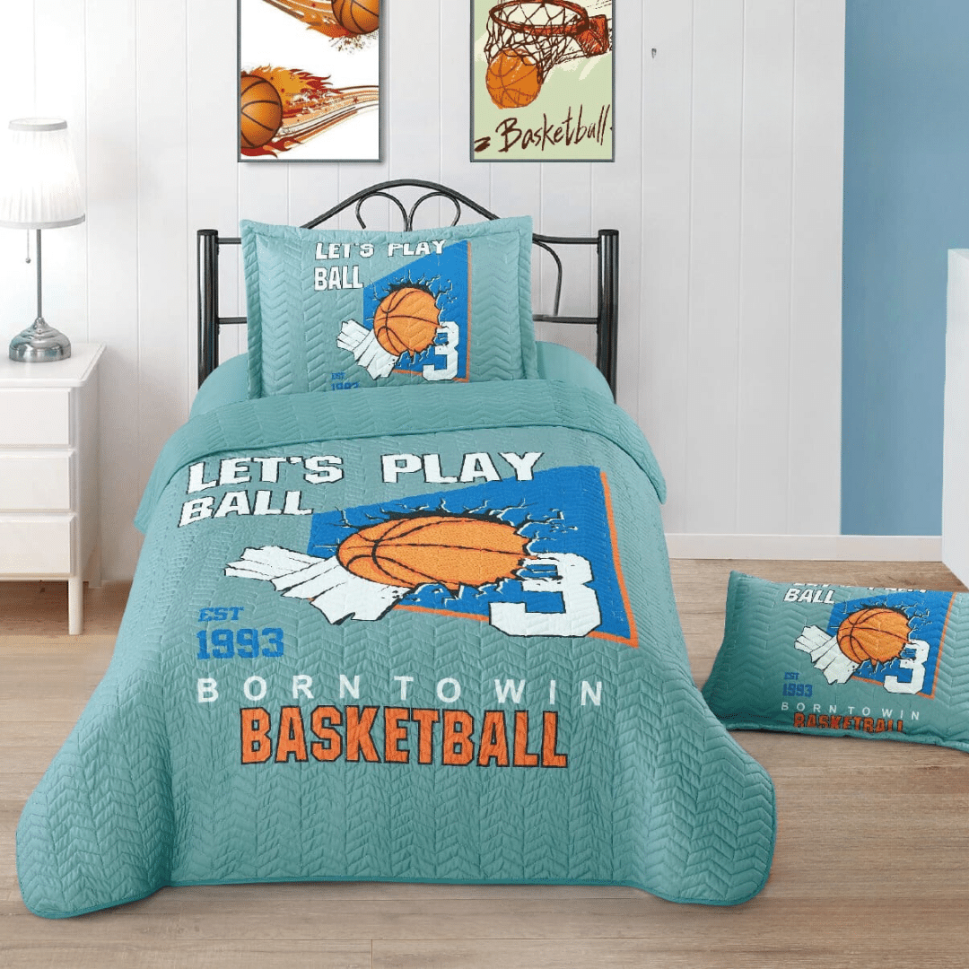 BASKETBALL PRINTED KIDS BEDSPREAD