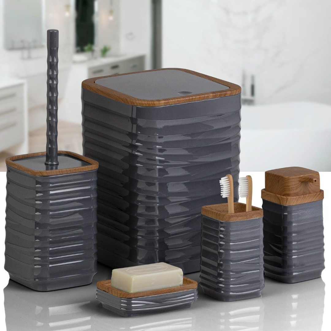 LUNA WOOD BATHROOM SET SQUARE 5 PIECE