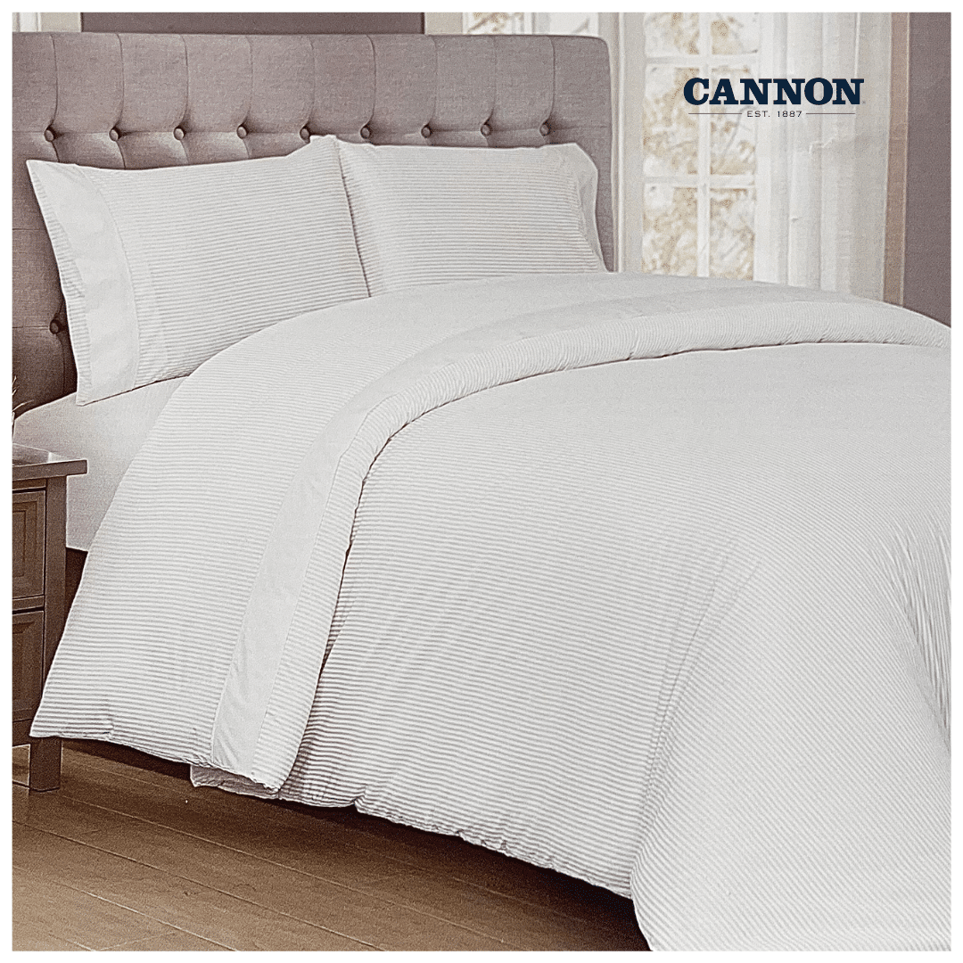 CANNON DOTS & STRIPE POLY COTTON 50/50 SOLID BED SETS