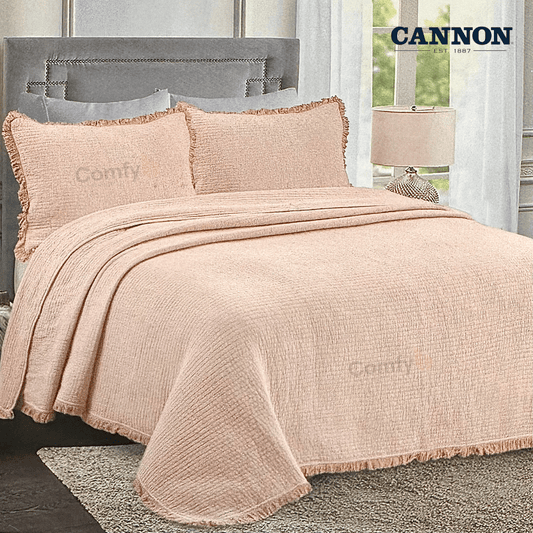 CANNON SERET 100% STONE WASH COTTON BEDSPREAD SET