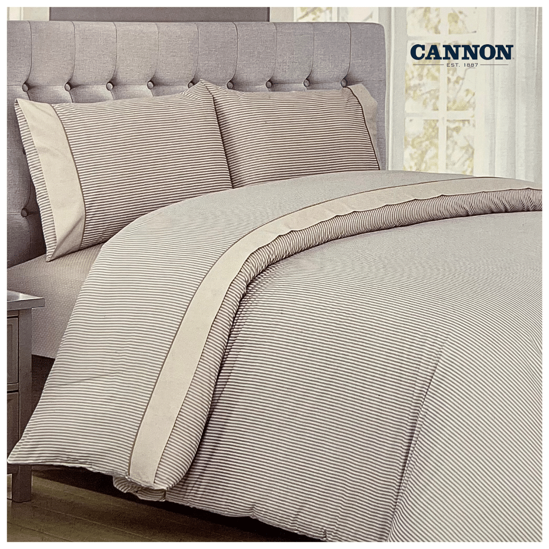 CANNON DOTS & STRIPE POLY COTTON 50/50 SOLID BED SETS