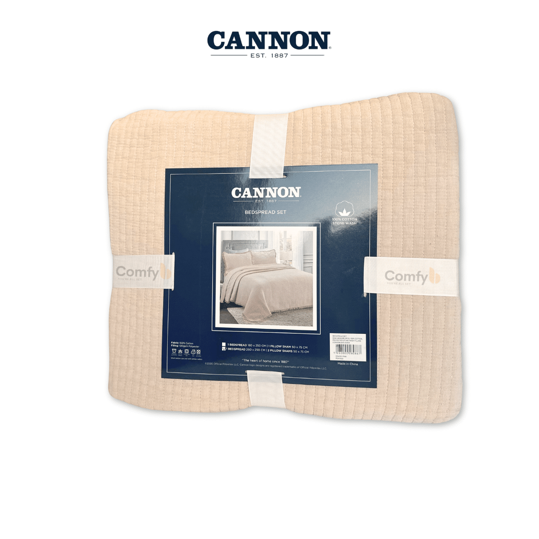 CANNON SERET 100% STONE WASH COTTON BEDSPREAD SET