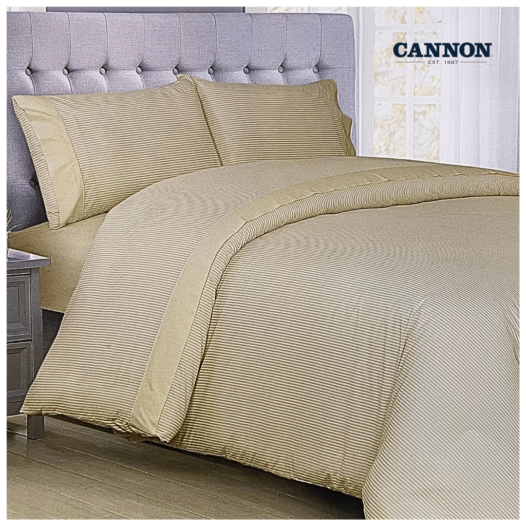 CANNON DOTS & STRIPE POLY COTTON 50/50 SOLID BED SETS