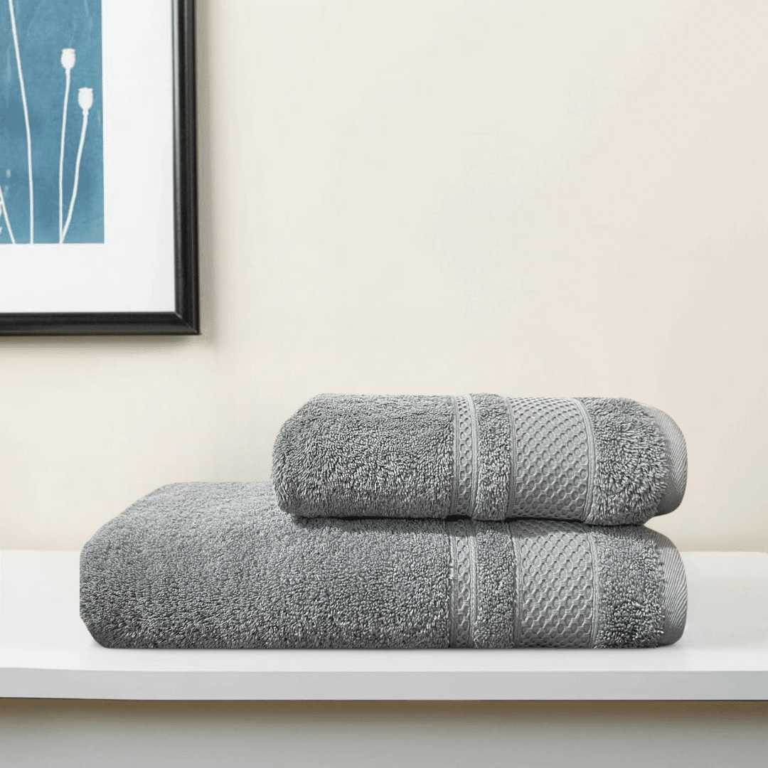 HONEYCOMB HAVEN 100% COTTON GREY TOWELS