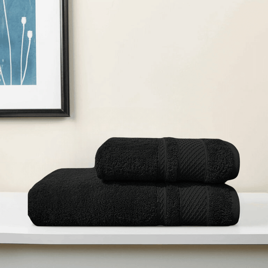 HONEYCOMB HAVEN 100% COTTON BLACK TOWELS