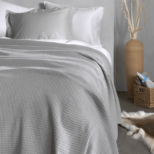 COMFYB 100% COTTON PIKE WAFFLE GREYS SUMMER BLANKETS