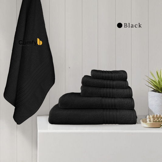 COMFYB SFERRA 100% COTTON PLAIN TOWEL BLACK