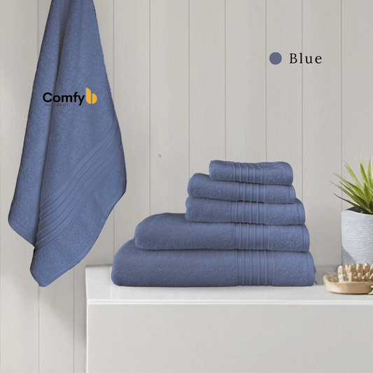 COMFYB SFERRA 100% COTTON PLAIN TOWEL BLUE