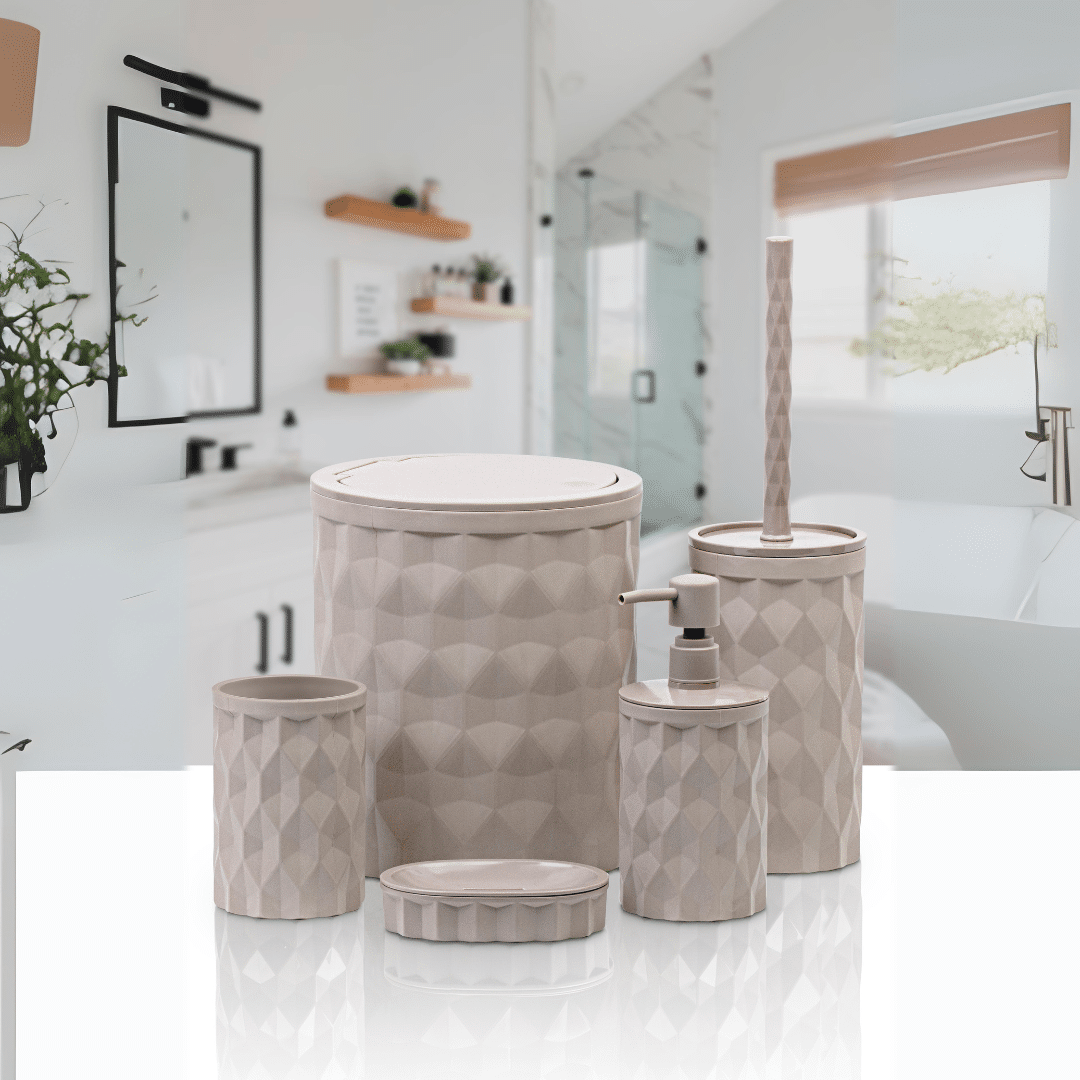 OKY DIAMOND SOLID BATHROOM SET ROUND 5 PIECE