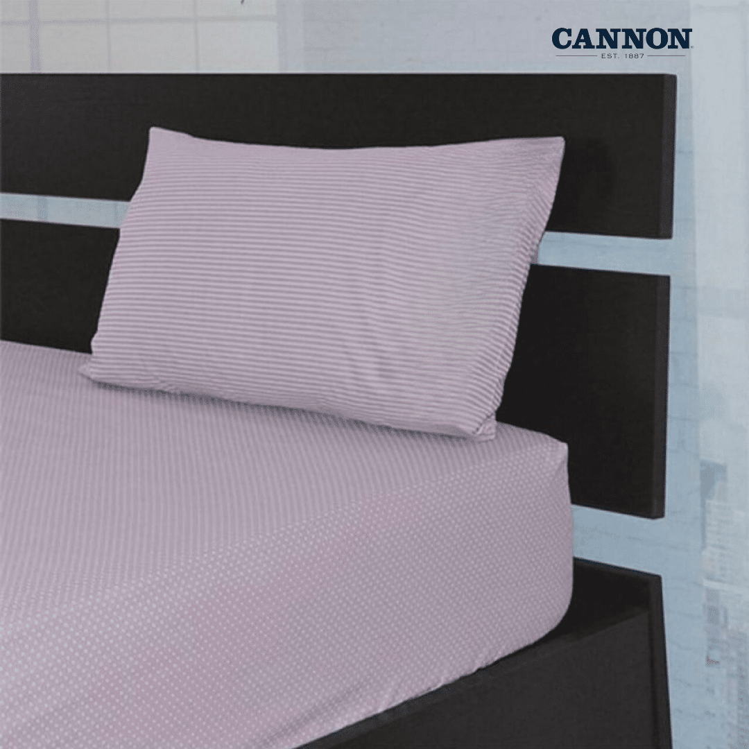 CANNON DOTS & STRIPE POLY COTTON 50/50 SHADES OF ROSE FITTED SHEET SETS