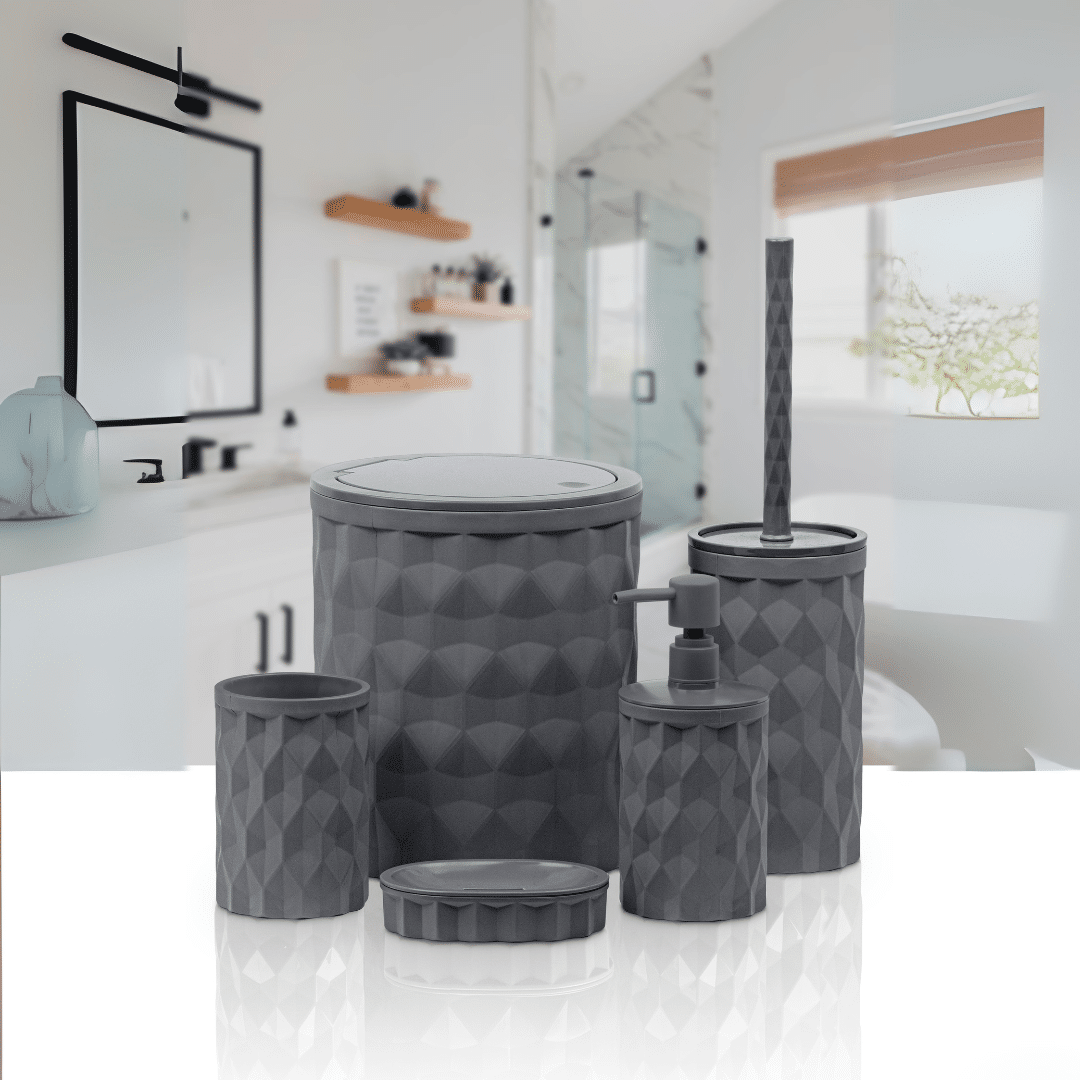 OKY DIAMOND SOLID BATHROOM SET ROUND 5 PIECE