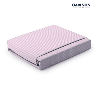 CANNON DOTS & STRIPE POLY COTTON 50/50 SHADES OF ROSE FITTED SHEET SETS