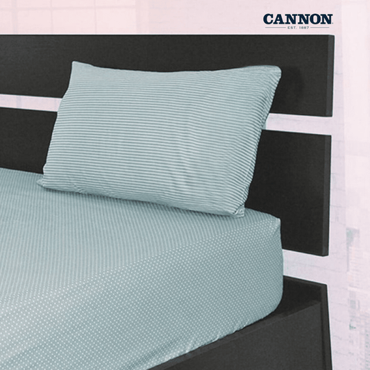 CANNON DOTS & STRIPE POLY COTTON 50/50 FITTED SHEET SETS