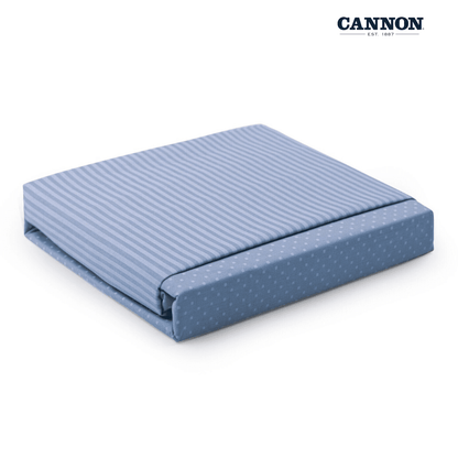 CANNON DOTS & STRIPE POLY COTTON 50/50 SHADES OF BLUE FITTED SHEET SETS