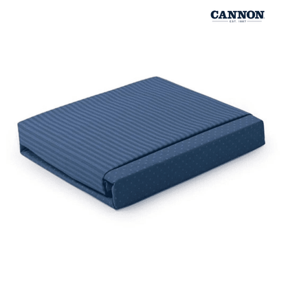 CANNON DOTS & STRIPE POLY COTTON 50/50 SHADES OF BLUE FITTED SHEET SETS