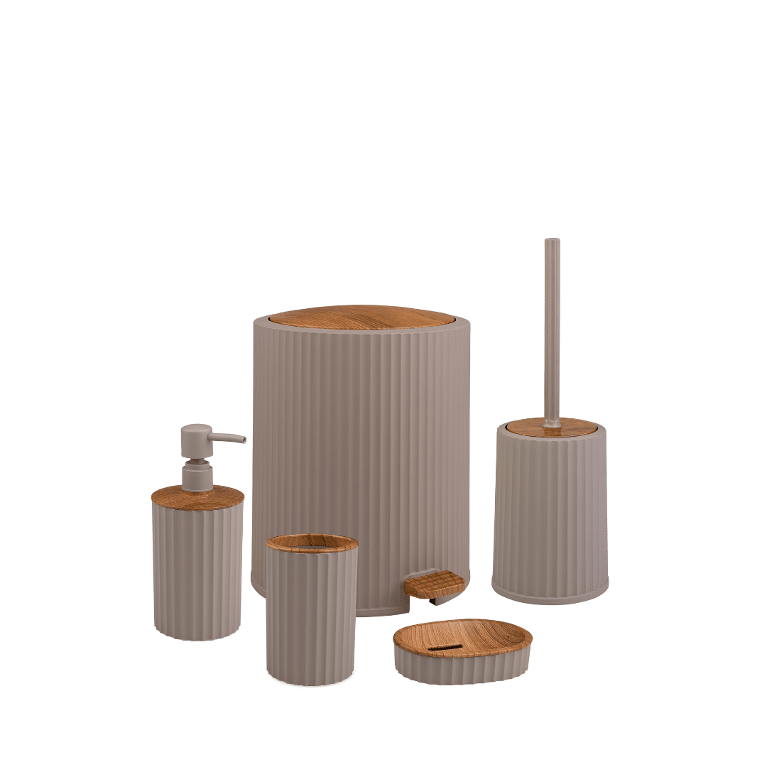 OKY COLISEUM WOODEN BATHROOM SET ROUND 5 PIECE