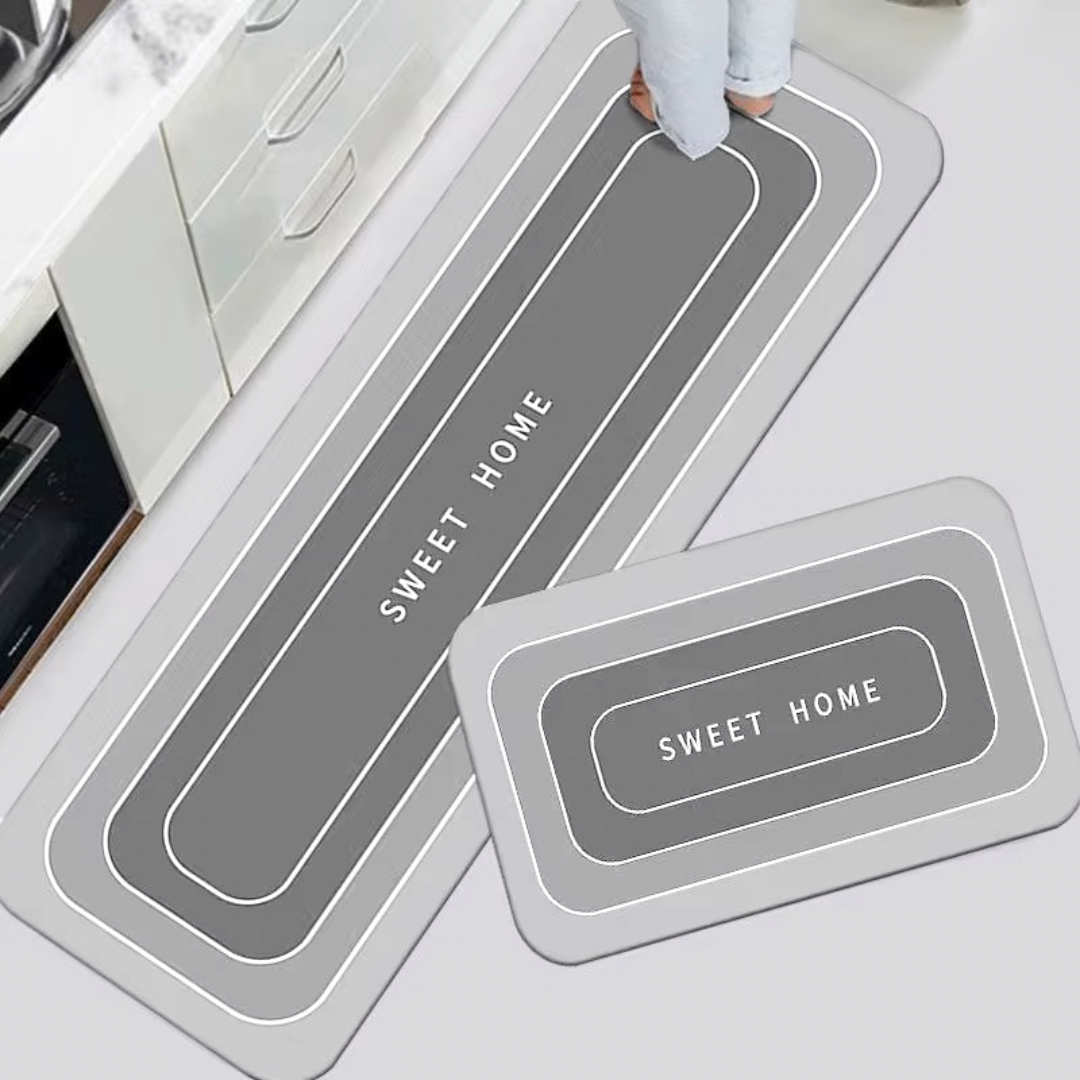 ANTISLIP RUBBER KITCHEN MAT SET 2 PIECE SWEET HOME