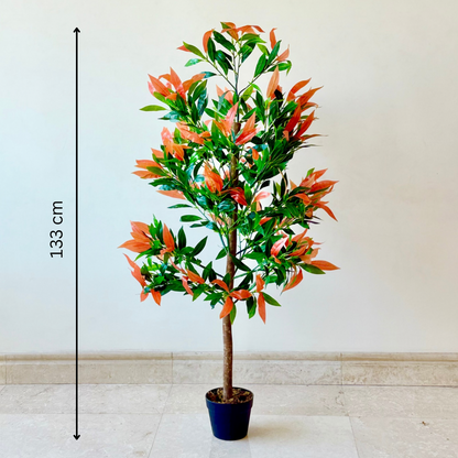 ARTIFICIAL LEAF FICUS TREE RED AND GREEN