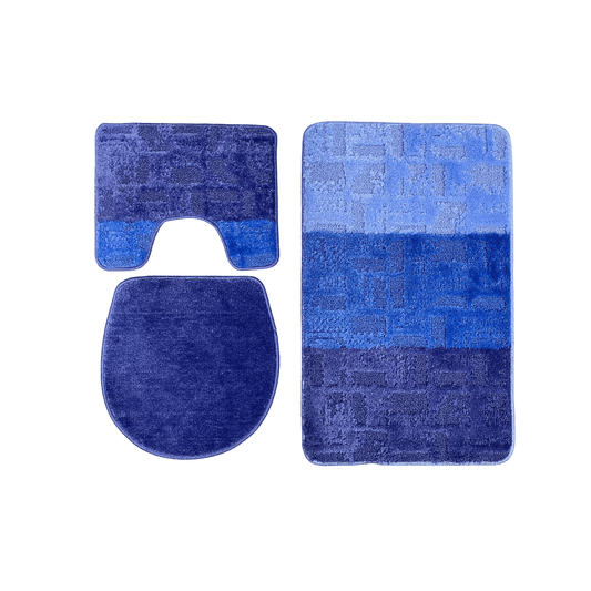 LATEX BATH MAT SET 3 PIECES BLUE SHADES