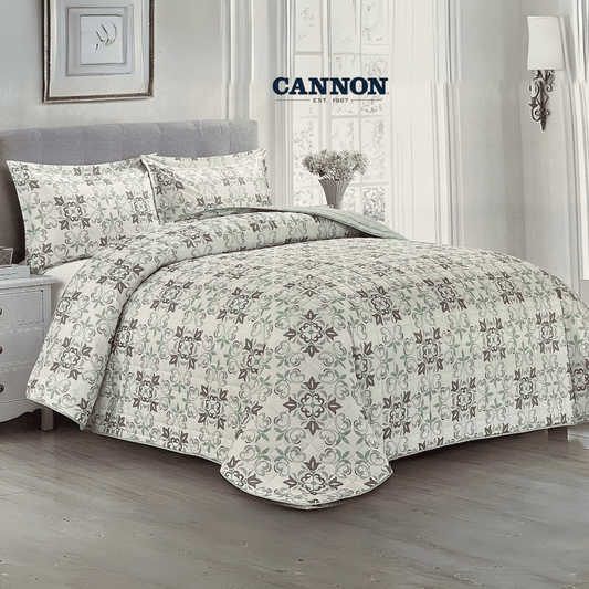 CANNON 100% COTTON PRINTED BEDSPREAD SET