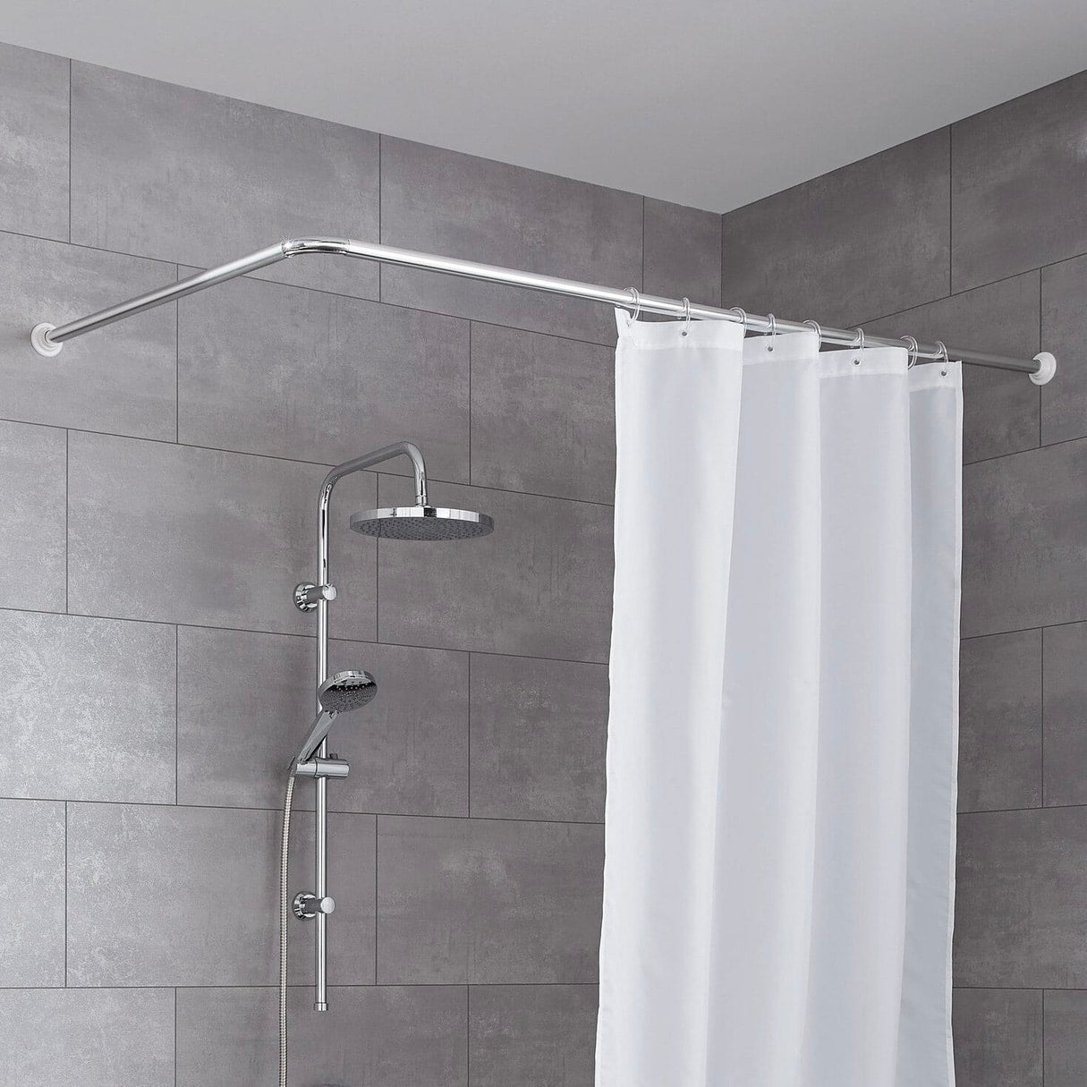 ALAMINUM ROD L-SHAPED SHOWER CURTAIN