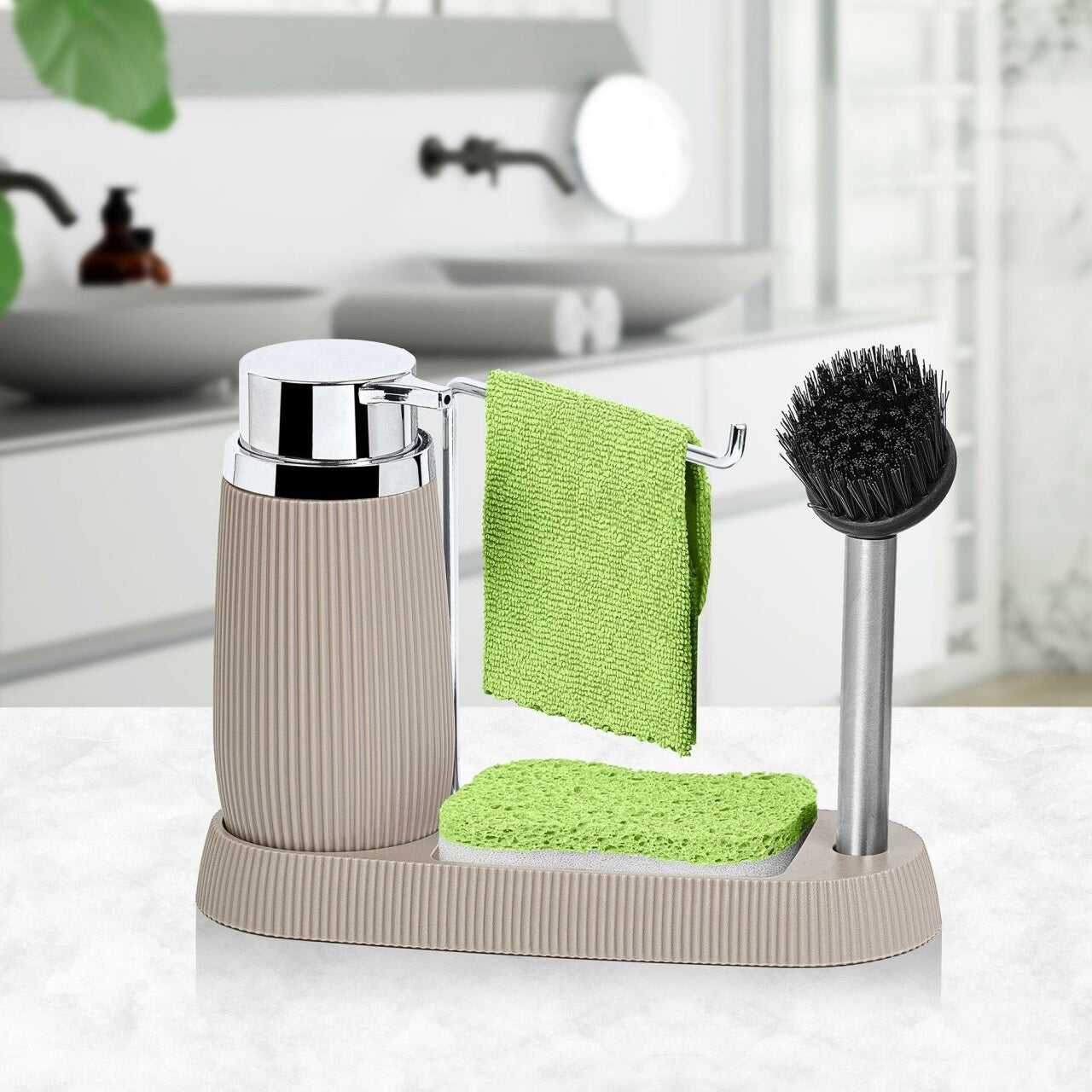 OKY SOAP DISPENSER & BRUSH HOLDER SET