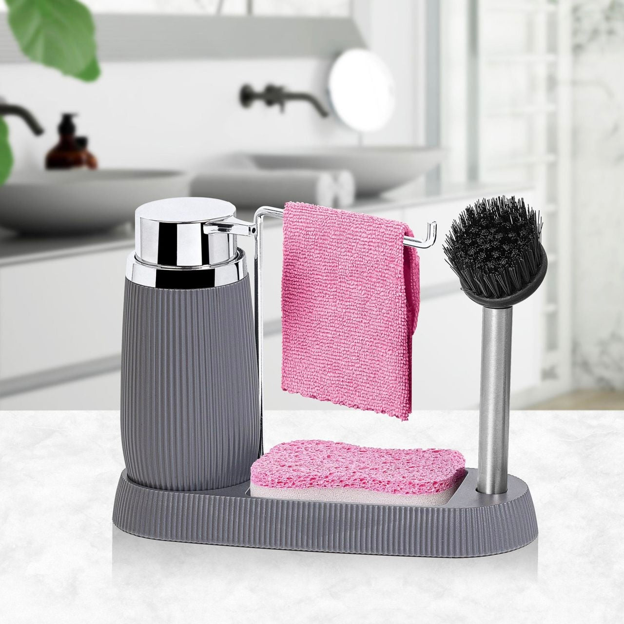 OKY SOAP DISPENSER & BRUSH HOLDER SET