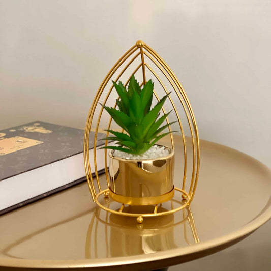 ARTIFICIAL PLANT GOLD METAL BOAT SHAPE