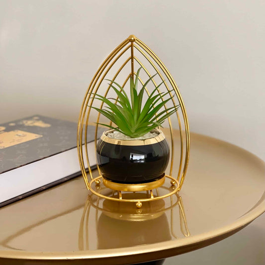 ARTIFICIAL PLANT GOLD METAL BOAT SHAPE