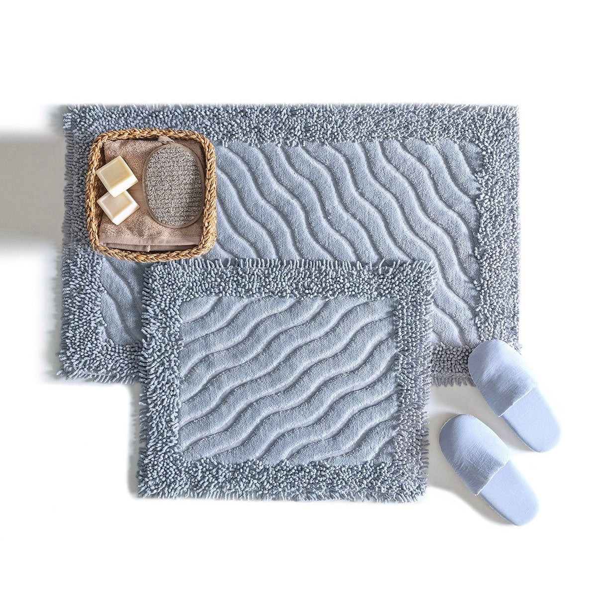 BST 100% COTTON WAVES BATHMAT SET 2 PIECE