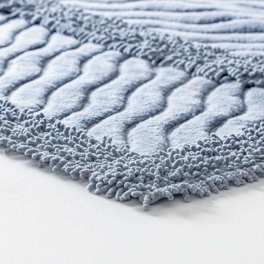 BST 100% COTTON WAVES BATHMAT SET 2 PIECE