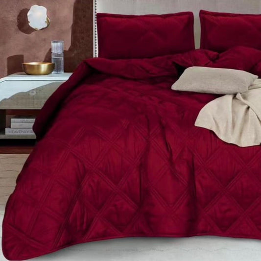 NET PRINTED BEDSPREAD BORDEAUX