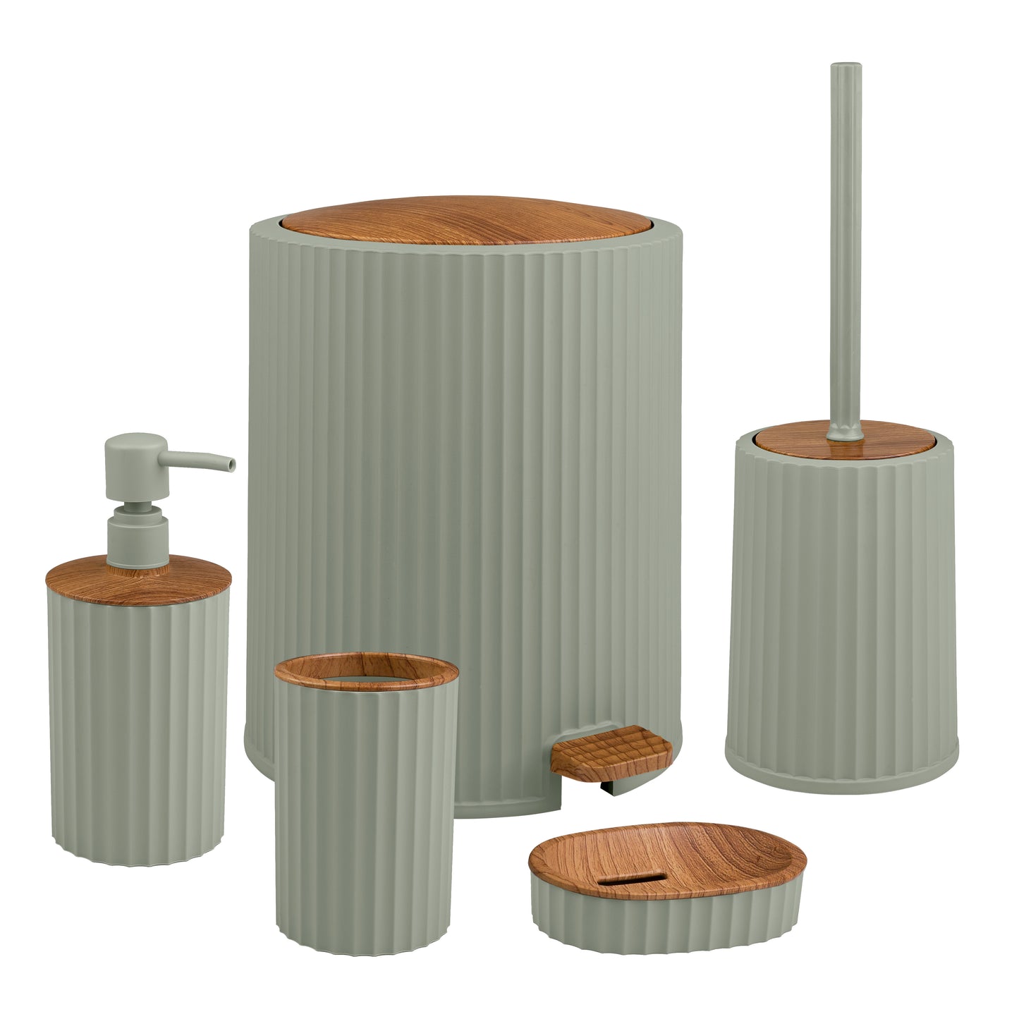 OKY COLISEUM WOODEN BATHROOM SET ROUND 5 PIECE