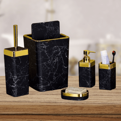 MARBLE GOLD 5 PIECES BATHROOM SET