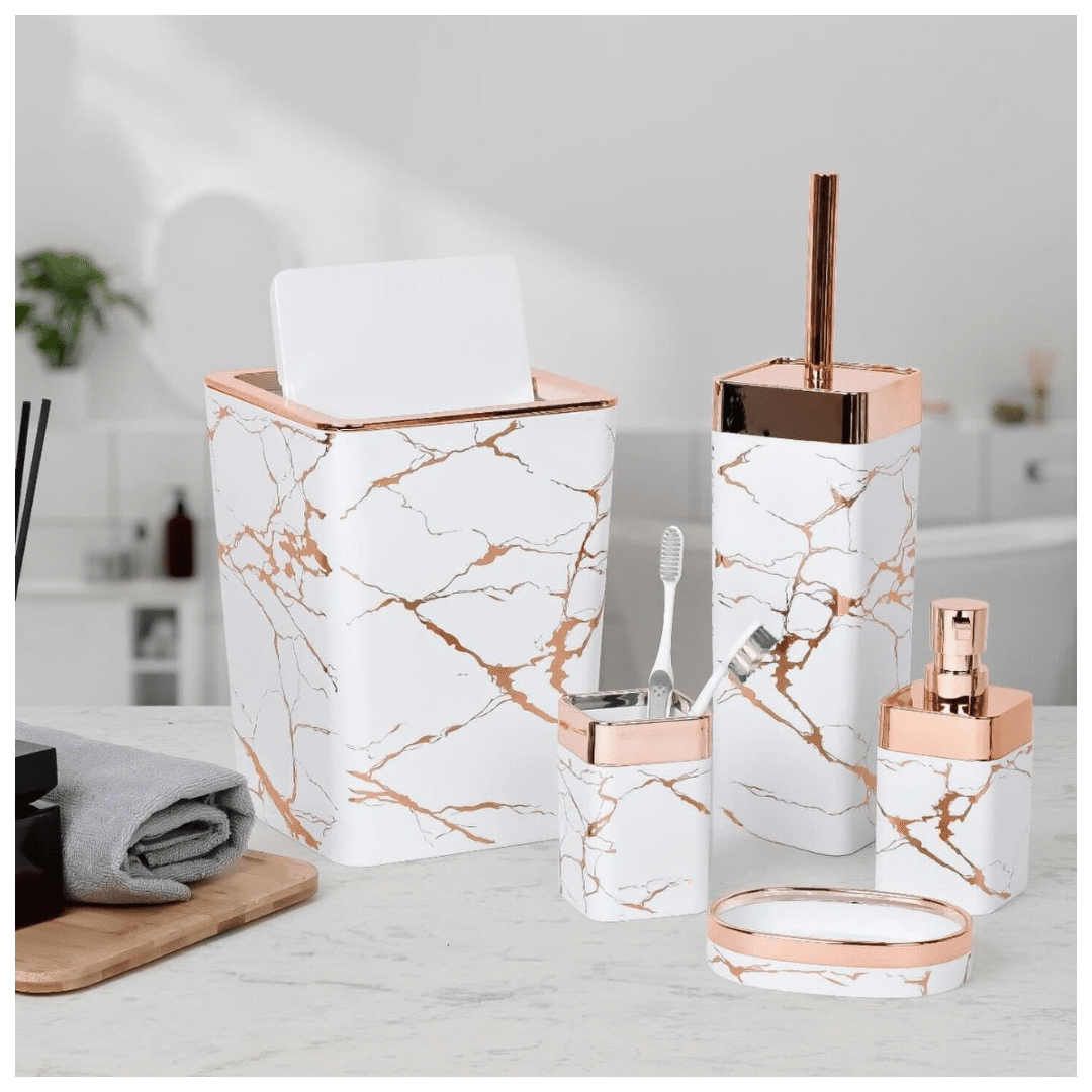 MARBLE 5-PIECES SLEEK BATHROOM SET