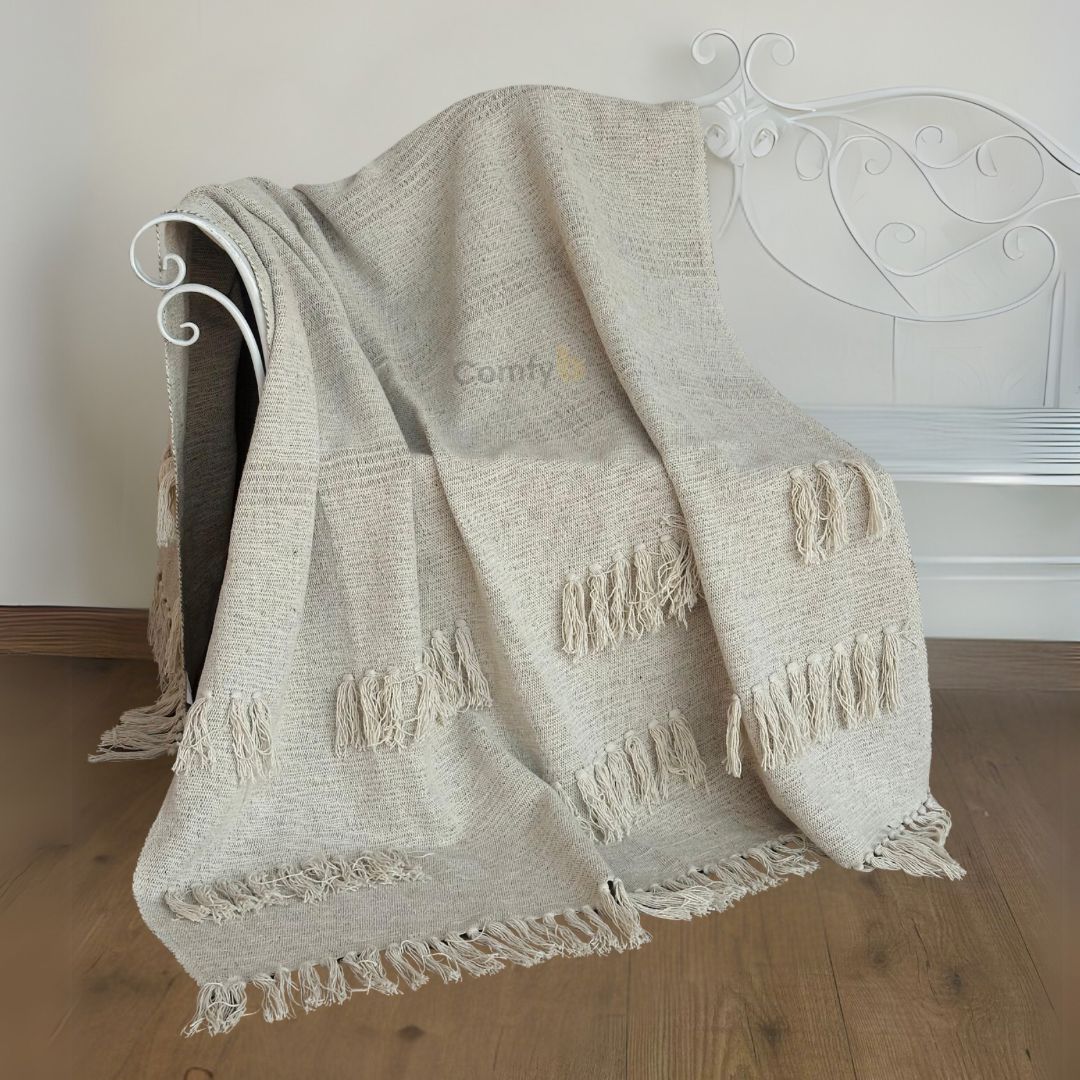 BOHO THROW BLANKET WITH TASSELS