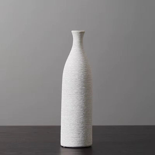 CERAMIC BOTTLE WHITE VASE